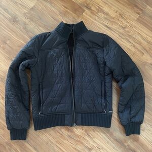 Prana Black Quilted Bomber Jacket